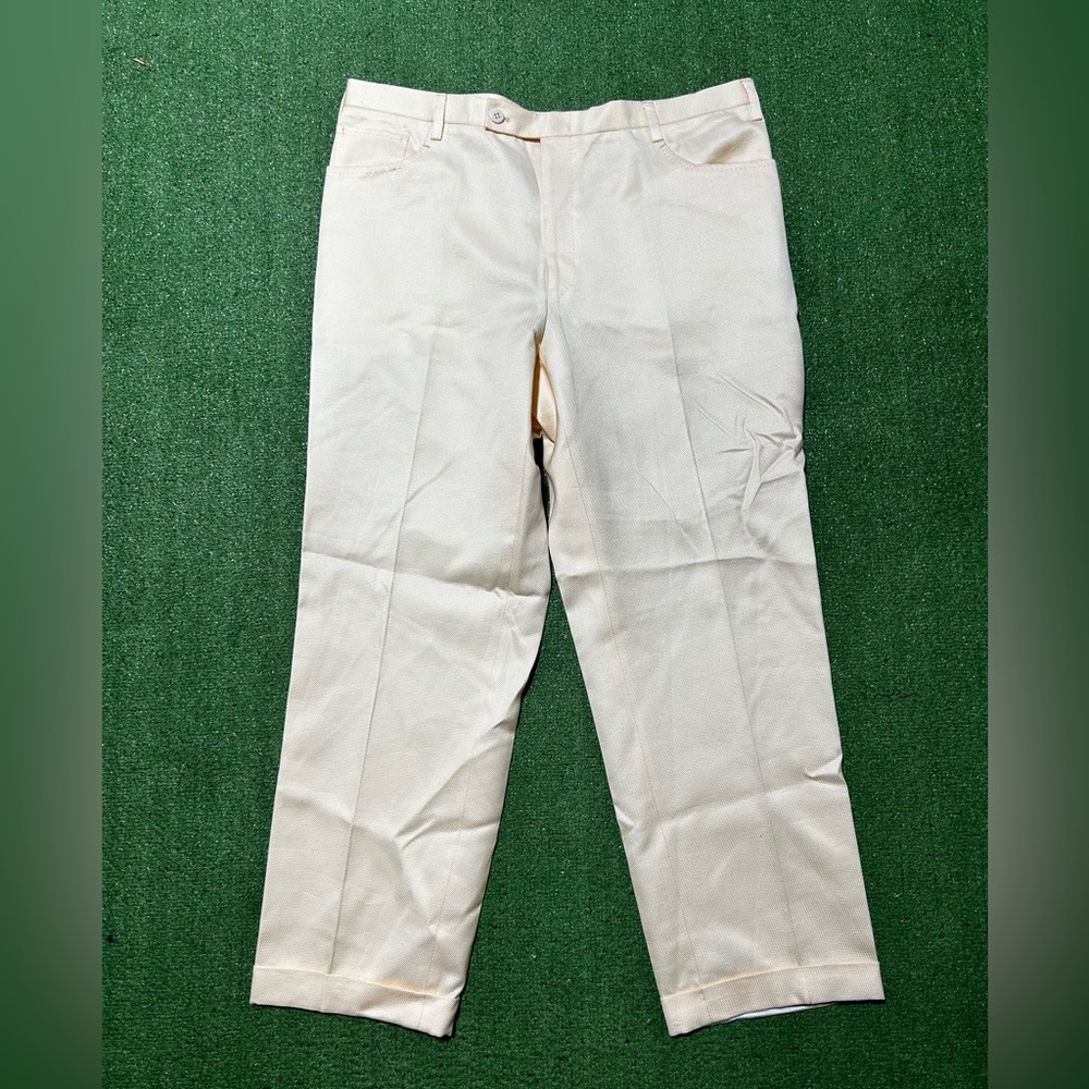 Men’s Kiton Napoli Pleated Dress Pants Salmon Peach Size 54 IT 36 US Cotton
